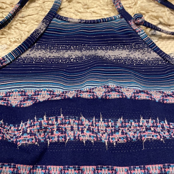 3 For $25! Hurley Navy Blue Pink and White High Neck Bikini Top - Picture 2 of 3